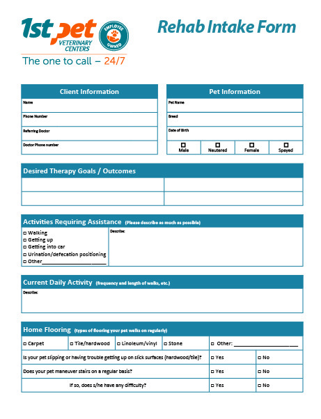 Rehab New Patient Intake Form